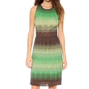 M Missoni Sheer Intarsia Zigzag Dress in Leaf